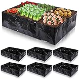 6 Pcs 35 Gallon Fabric Raised Garden Bed Breathable Planting Container Grow Bag with 6 Compartments Rectangle Large Raised Planting Bed for Vegetable Tomato Herbs Potato Fruits Flower Planter Pot