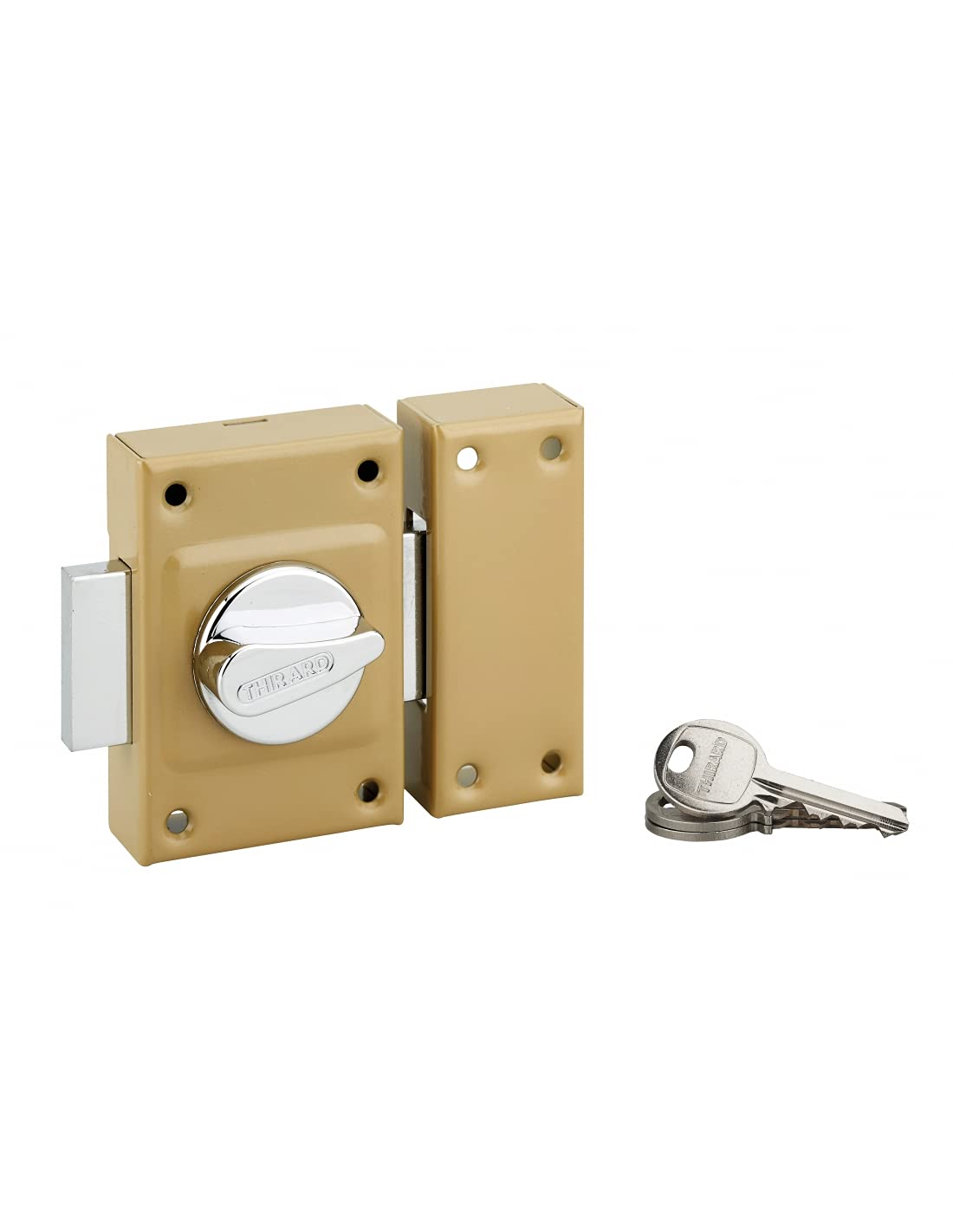 Verrou de porte Thirard avec cylindre laiton 40mm et 3 clés pour un verrouillage fluide