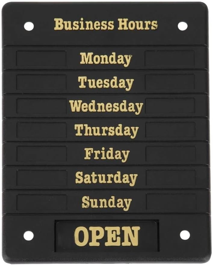 Beaumont Adjustable Opening Hours Display Sign with Suction Pads DL226