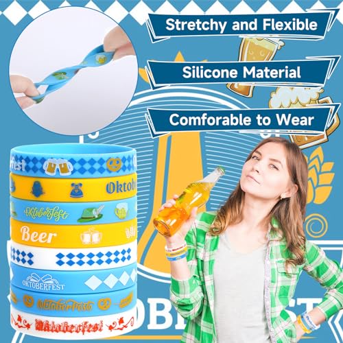 Image of JUNEBRUSHS 64pcs Oktoberfest Party Favors Silicone Bracelets Bulk