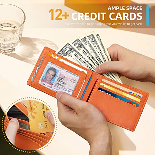 RUNBOX Wallet for Men Slim 11 Credit Card Holder Slots Leather RFID Blocking Small Thin Men's Wallet Bifold Minimalist Front Pocket Large Capacity Gift Box — view 2