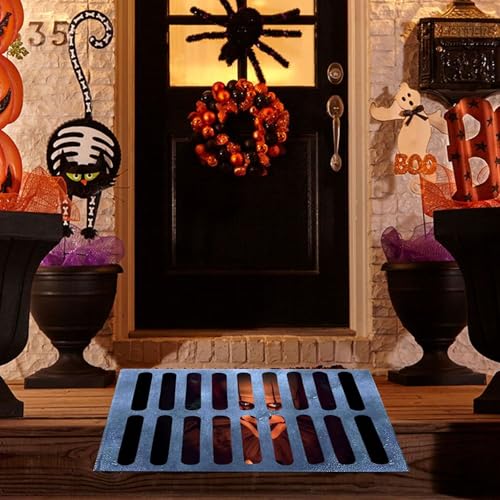 Ayizhiniu Halloween Payaso Puerta Mat, Felpudos de Payaso Terrorífico en 3D, Tapete Temático de Payaso Espeluznante, Scary Sewer Clown Doormat, Decoración de Halloween