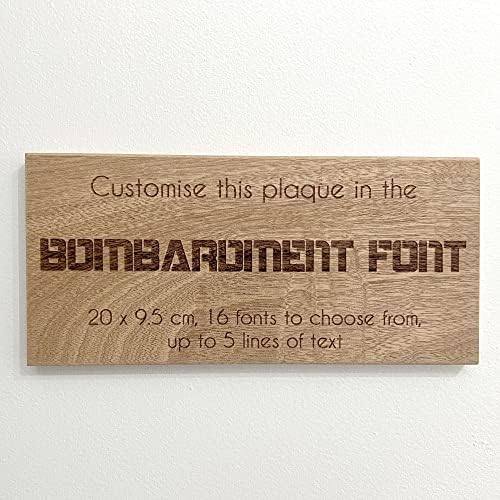 Cutncraft Designs Personalised wooden plaque/sign bespoke childs bedroom door/custom text - Embassy Font (20x5 cm / 8x2 inch)