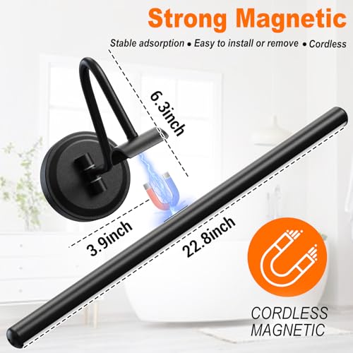 Image of Battery Operated Vanity Lights, Magnetic Mount Bathroom Light Fixture Over Mirror with Remote, Dimmable 3 Color Temp Timer, 22.8 Inch Makeup Mirror Light Bar for Bathroom Bedroom Dressing Table