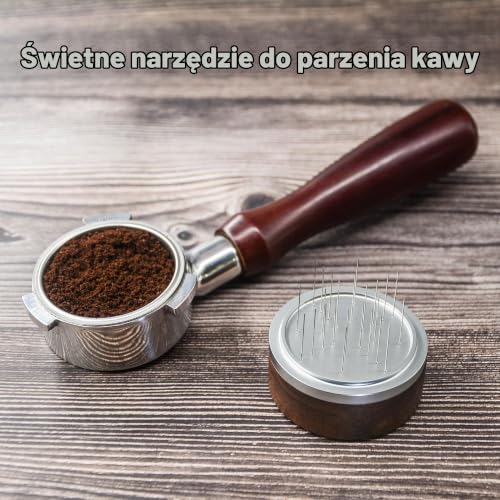 NEOUZA Palm WDT Narzędzie do wirowania ekspresu z pokrywką, 24 szt. igły, 3 długości do przycięcia, akcesoria do równomiernego rozprowadzania do ekspresów do kawy (51mm)