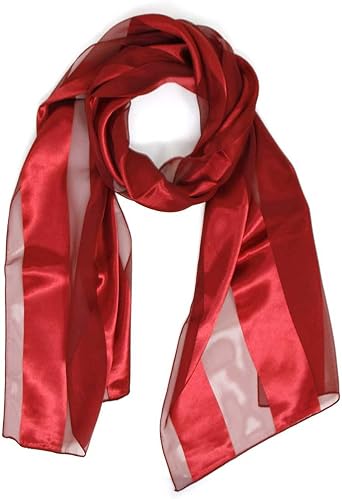 SERENITA Scarfs for women | lightweight soft silky scarves | 60 long satin chiffon stripe solid color neckerchief