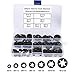 HanTof 7 Sizes 320PCS Internal Tooth Starlock Washers,Quick Speed Locking Washers, Push On Retainers Clips,Push On Nut Fasteners Assortment Kit for Shaft and Stud,65Mn Spring Steel,Black Oxide Finish