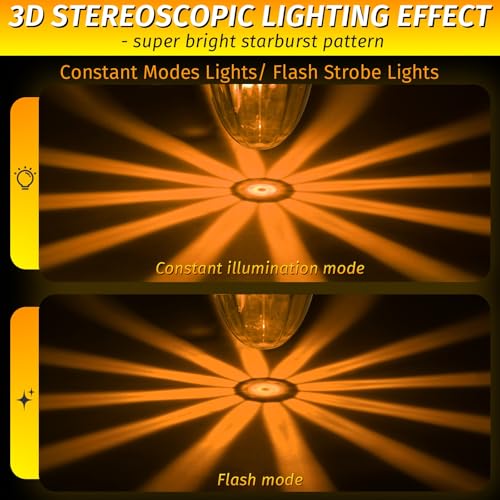 Image of 4PCS Watermelon Lights, Amber Strobe & Constant Multi-Function LED Side Marker, Turn Signal, Tail & Roof Lights with Stainless Steel Bezel for Freightliner, Kenworth, Peterbilt Semi Trucks & Trailers