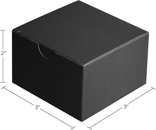 Miniatura 2 de Cajas de regalo pequeñas negras de 3.5 x 3.5 x 3.5 pulgadas, cajas de papel kraft negro para regalos, recuerdos de fiesta, duchas, manualidades,