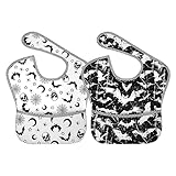 Qwalnely Goth Bibs Baby Stuff Bat Bibs Baby Stuff 2Packs for 6-24 Months Waterproof Washable Fabric