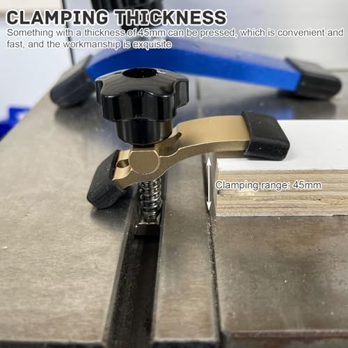 2 Stück Niederhalter T-Nut, Galvanische Behandlung + Gummischutzhülle, Können 45 mm Dicke Objekte Pressen, Geeignet für die Holz und Metallverarbeitung (Gelb + Schwarz)