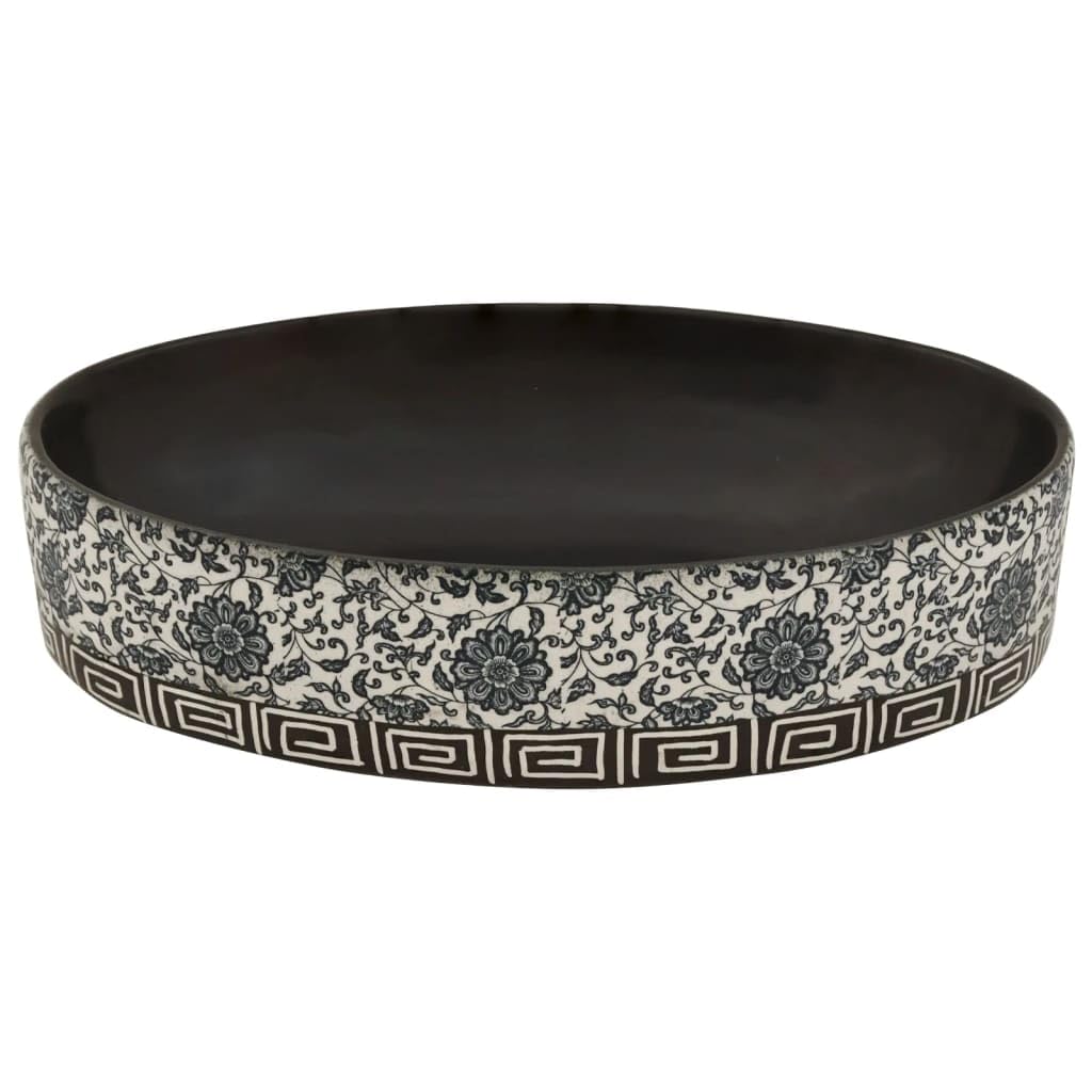 ShGaxin Lavabo de encimera Ovalado cerámica Negro Azul 56,5x36,5x13,5cm, Fregadero, Lavabo Baño, Lavamanos Baño, Lavatorio Casa De Banho, Mueble Lavabo sobre Encimera - 155114