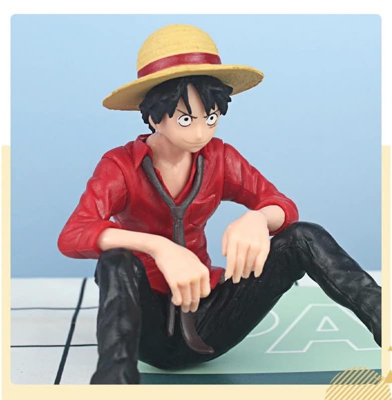 Image of Awestuffs Action Figure Limited Edition for Car Dashboard, Decoration, Cake, Office Desk & Study Table (Luffy Sitting (Red))