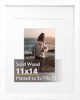 Vista 22 de KINLINK Marco de Fotos 11x14 Natural, Marco de Madera Maciza 11x14 con Plexiglás Acrílico para Fotos 5x7/8x10 Con Paspartú, Exhibición de Mesa