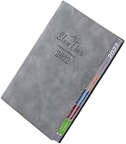 YBYP Cahier avec onglets, Cahier pour Le Travail Classique Cahier Couverture en Cuir Journal Intime Cahier Couverture Rigide Cahier d'écriture 2022 Cadeaux pour Journal Journal de Voyage Gris