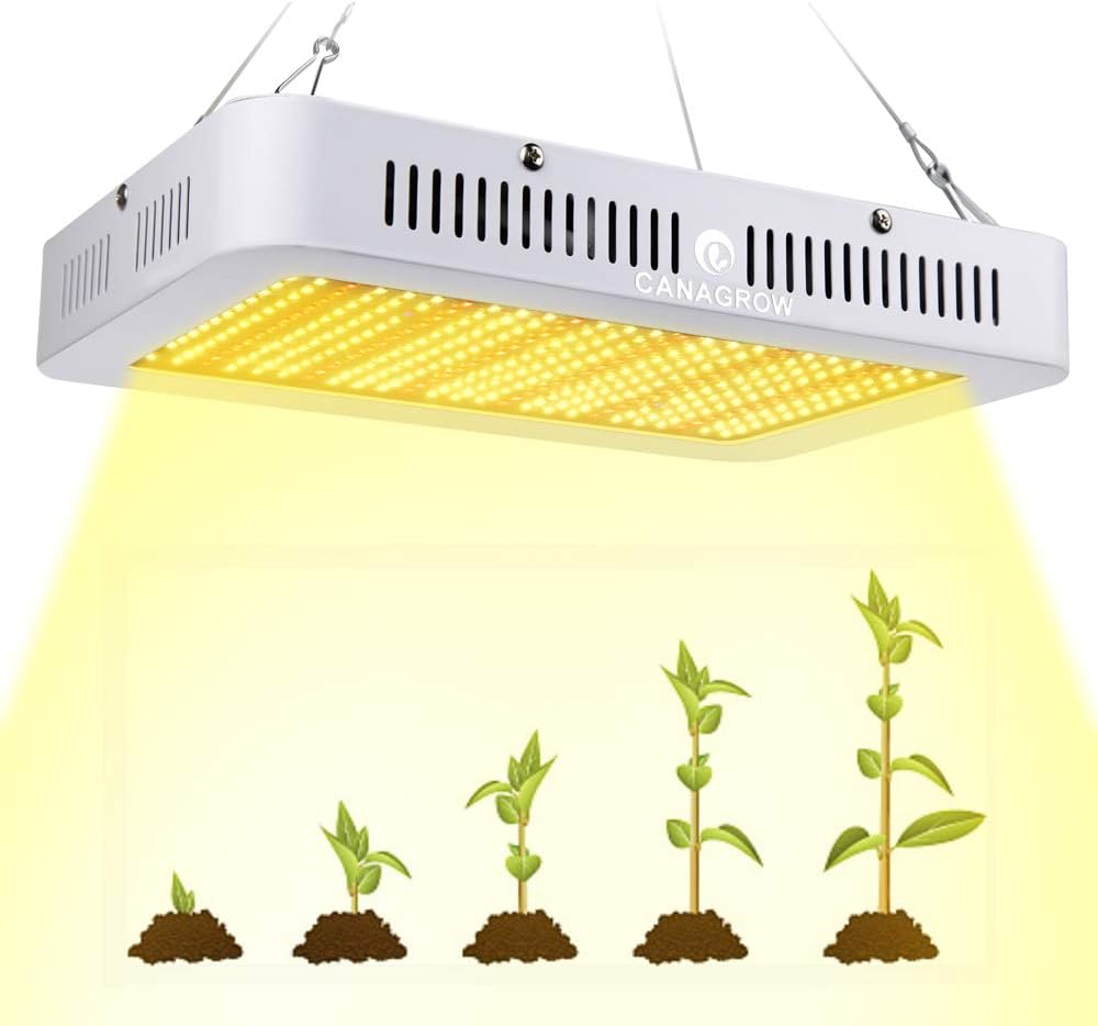 CANAGROW 1000W Full Spectrum LED Grow Light for Indoor Plants, Plant Growing Lamp with Daisy Chain Function, Sunlike 3500K Red UV&IR Light for All Growth Stage