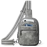 Picture of LATMAP 3L SMALL Sling Bag Fanny Packs For Women Men Mini Crossbody Chest Belt Travel Bag Purse Handbag Faux Leather Fashion Cute Dark Grey