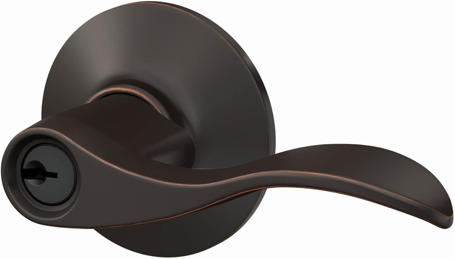 SCHLAGE Accent Keyed Entry Door Handle, Reversible, Aged Bronze | Keyed entry lever door handle with turn-button lock, Easy to install, Certified security & durability, Universal fit, 2 keys