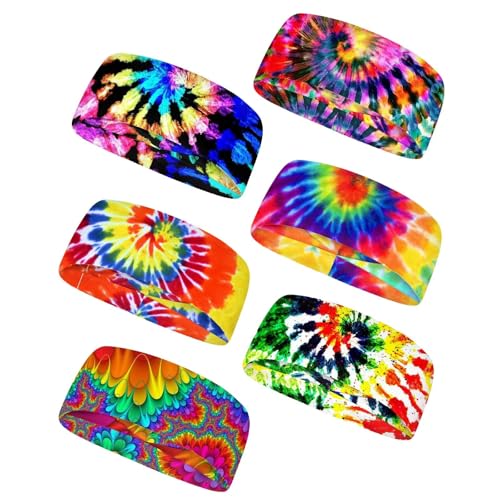 Image of Forchrinse Sunflower with Text Print 6Pieces Sport Sweatband Headband for Soft Elasitc Headband Hair Bands Unisex Outdoor Sport Headbands