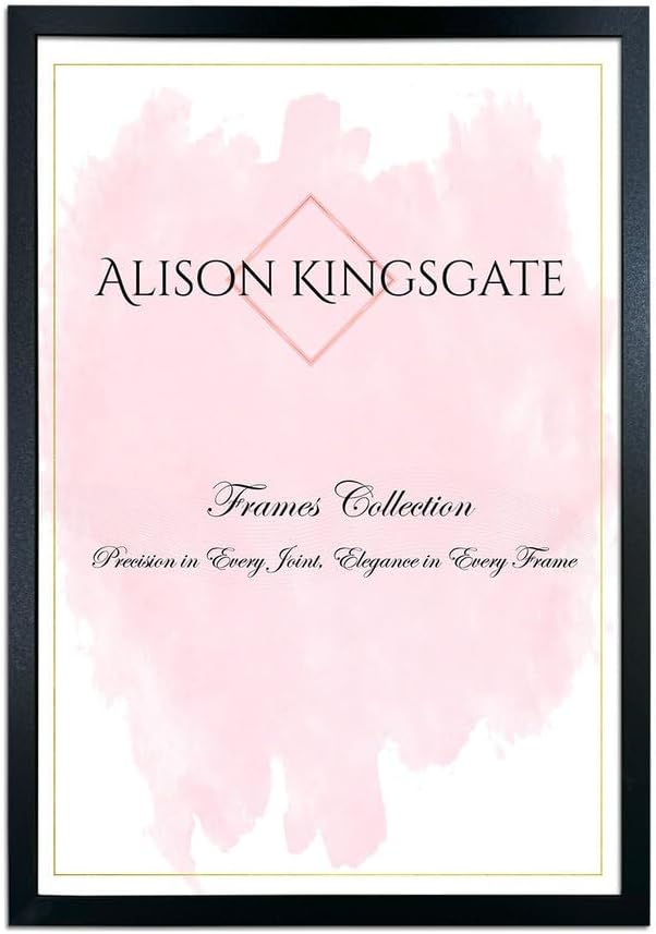Alison Kingsgate Sleek 40X30CM Picture Frame – Engineered Wood with Shatterproof Perspex Front -Perfect for Photos, Posters, Certificates -Suitable for Wall Mount or Tabletop Display – Black-
