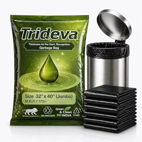 Image of Garbage Bags /Dustbin Bags - 120 Micron Heavy - Duty Trash Bags (32 x 40 Inches) - Jumbo Leak -Proof Bin Liners for Kitchen, Office - 500g Pack (Black, Pack of 1)