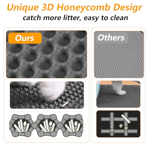 Alfombra Arenero Gato, 45 x 30 cm Alfombra Gatos Arenero, Alfombrilla Arenero Gato Doble Capa Impermeable, Tapete Areia Gatos Antideslizante Gris, Alfombra para Gatos + Muelles para Gatos - imagen 5