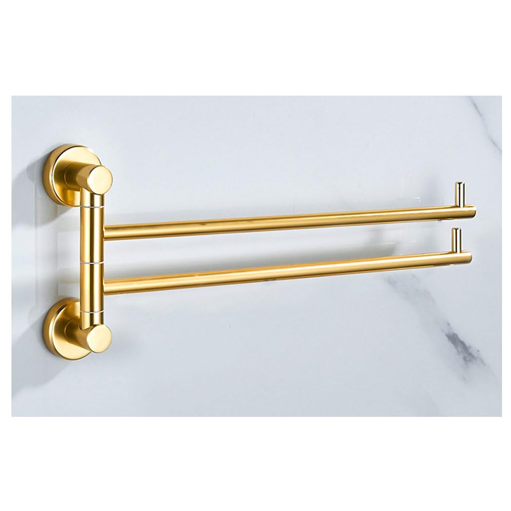 LMYSXAOZ Swivel Towel Rack Bar Rails for Bathroom, Wall Mounted Folding Arm Swing Out Hand Gold Finish Hanger Holder Space Saving Laundry, Kitchen 2Bars