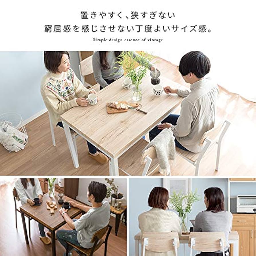 美品 北欧風ダイニングテーブル 木製 110cm×70cm 4人向け ナチュラル ダイニングテーブル 4人掛け 天然木 カントリー 引き出し付き 幅