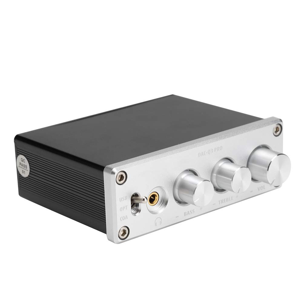ASHATA Amplificador De Auriculares Estéreo Portátil, Decodificador De Audio De Decodificación DAC con Amplificador De Auriculares para Auriculares De 3,5 Mm(Plata)