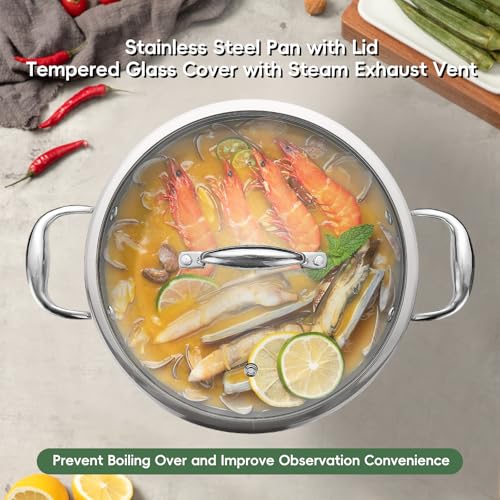 Image of 11-Piece Pots and Pans Set, 18 /10 Stainless Steel Cookware Set, Induction Compatible, PFOA-Free Coating, Dishwasher Safe, Includes Frying Pan & Sauce Pan with Lids