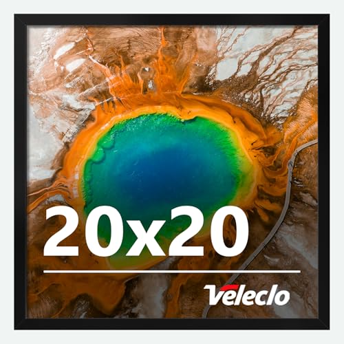 Veleclo 20x20 Picture Frame for Wall Display 20x20 Black Picture Frame with Shatter Resistant Plexiglass Stable and Sturdy 20 x 20 Poster Frame for Wall Display Handpicked Gift Collection 1 Pack