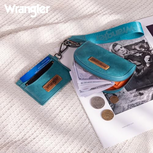 Image of Wrangler KeyChain Wallet Wristlet Wallets for Women Dual Pouch Wristlet with Zipper Womens Credit Card Holder Wallet