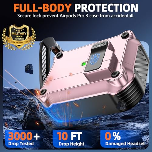 Image of Pohgelan Compatible with AirPods Pro 3 Case (Pink) | Magnetic Automatic Lock with Cleaning Kit,Compatible with Magsafe
