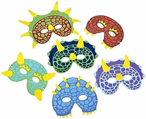 M & M Products Online Dinosaur Birthday Party Supplies: 24 Dinosaur Party Masks - Masquerade and Halloween Dinosaur Face Mask - Foam Dinosaur Mask for Kids Themed Party Favors Decorations and Hats