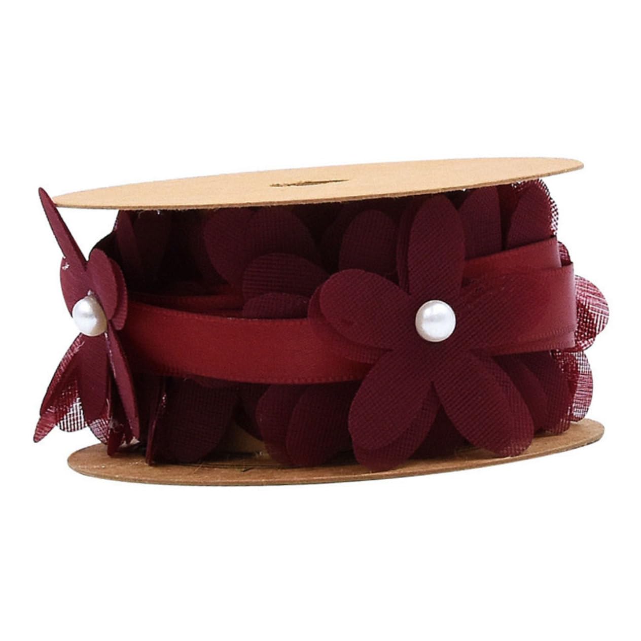 Abaodam 6rollos Cinta De Tela De Flores Cinta De Encaje Para Bodas y Manualidades Para Decoraciones y Rosa Burdeos