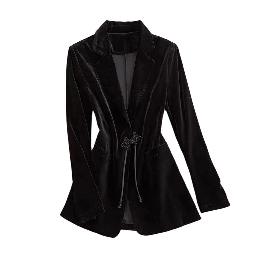 Womens Retro Slim Velour Blazer Fall Business Office Suit Jacket