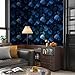 FunStick Vintage Dark Blue Floral Wallpaper Peel and Stick Wallpaper Black Marigold Flower Self Adhesive Wall Paper for Bedroom Bathroom Removable Blue Contact Paper for Walls Cabinets Desk 17.5