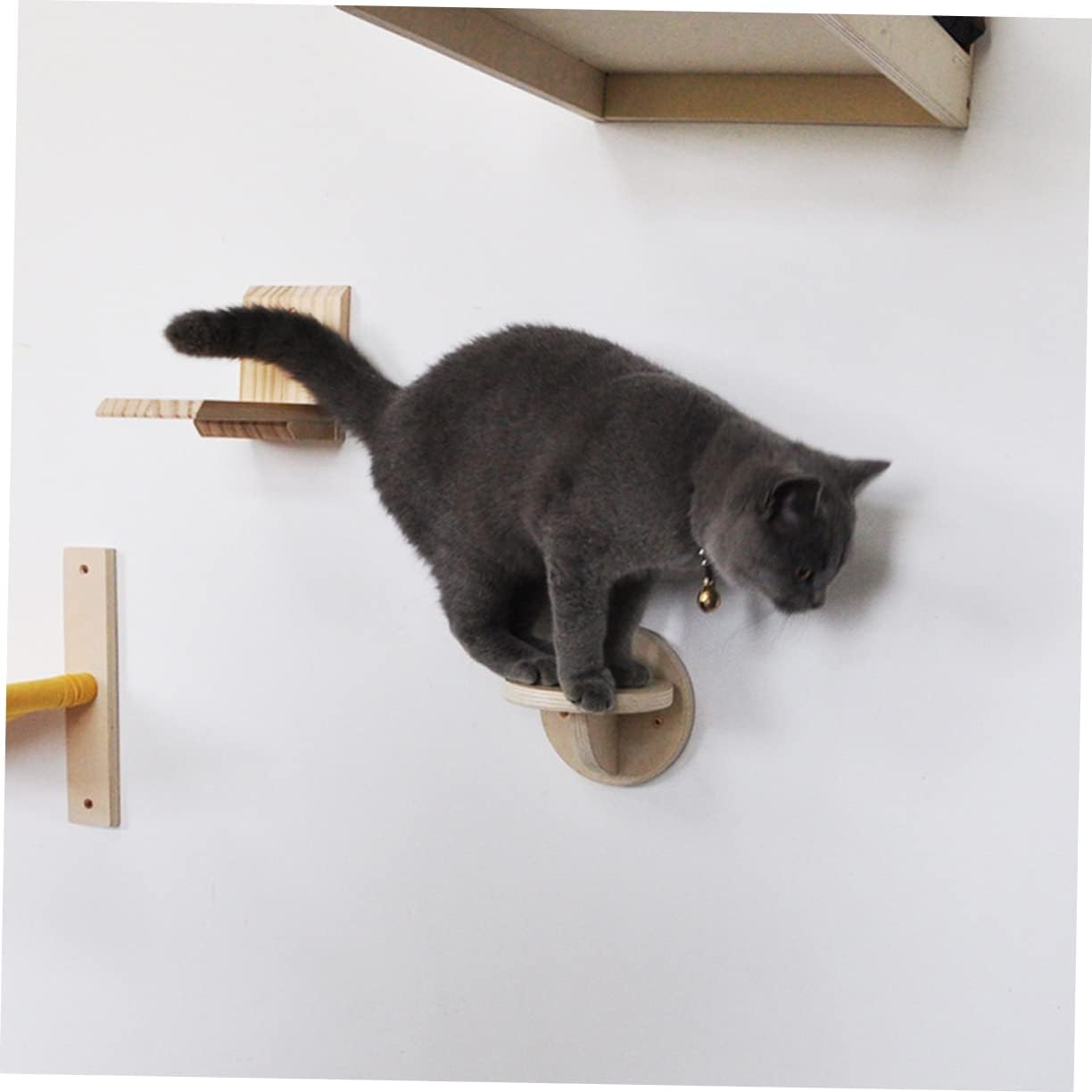 Hanging Cat Climbing Board Solid Wood Cat Steps Round Platform Multipurpose PET Accessory