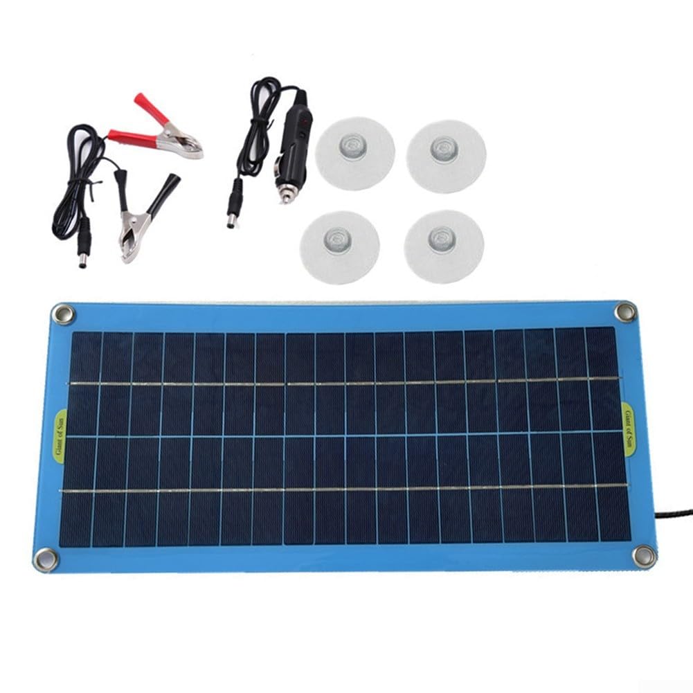 20W 12V Solar Panel for Car, Marine &amp; Camping Battery Charger - Waterproof Trickle Charging Kit with Suction Cup Mount, DC 12-18V Polycrystalline Solar Charger for Vehicles and Boats
