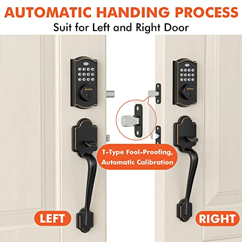 Besbuy Keyless Entry Door Lock - Black Smart Front Door Handle With Keypad Lock Set - Electronic Deadbolt Lock For Left And Right Door #TOP2