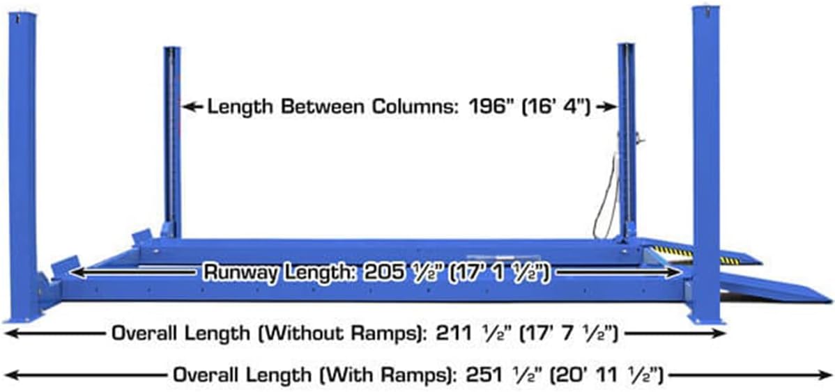 Atlas® Apex 14 ALI Certified Commercial Grade 14,000 Lb. Capacity 4 Post Car Lift
