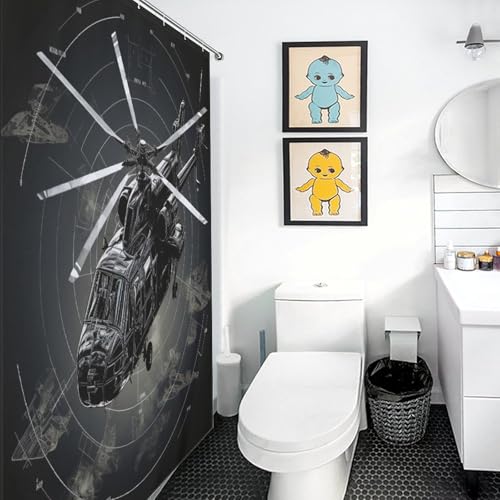 Rideau de douche hélicoptère en tissu polyester de qualité supérieure - 3