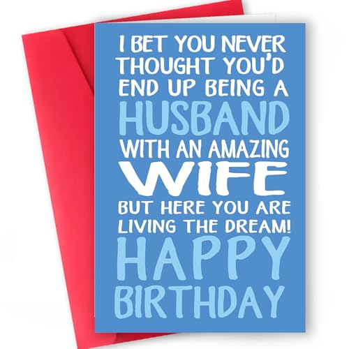 ICOOLYI Funny Husband Birthday Card, Humorous Birthday Gift for Him