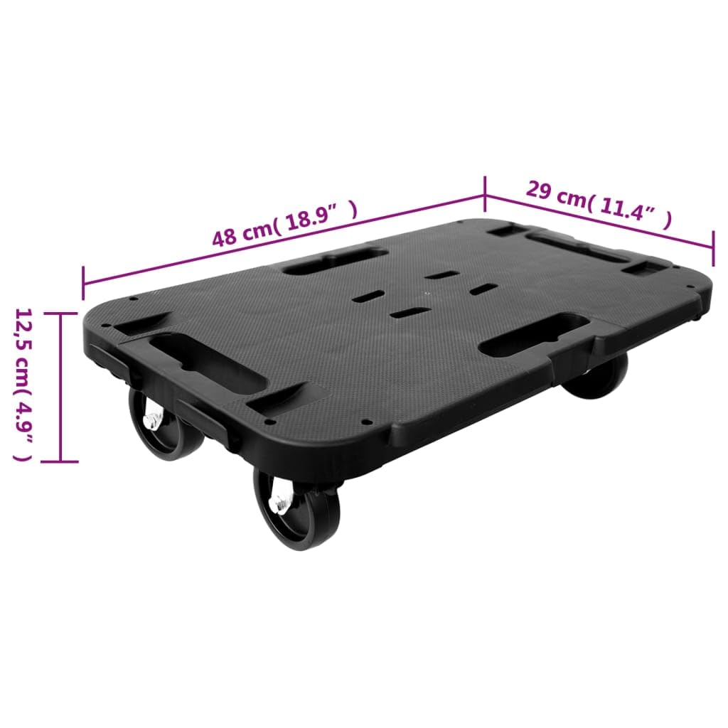 Transportroller 48x29 cm, Möbelroller bis 300 kg belastbar, Rollbrett mit 360 Grad Rädern, PP Kunststoff für Umzug und Werkstatt