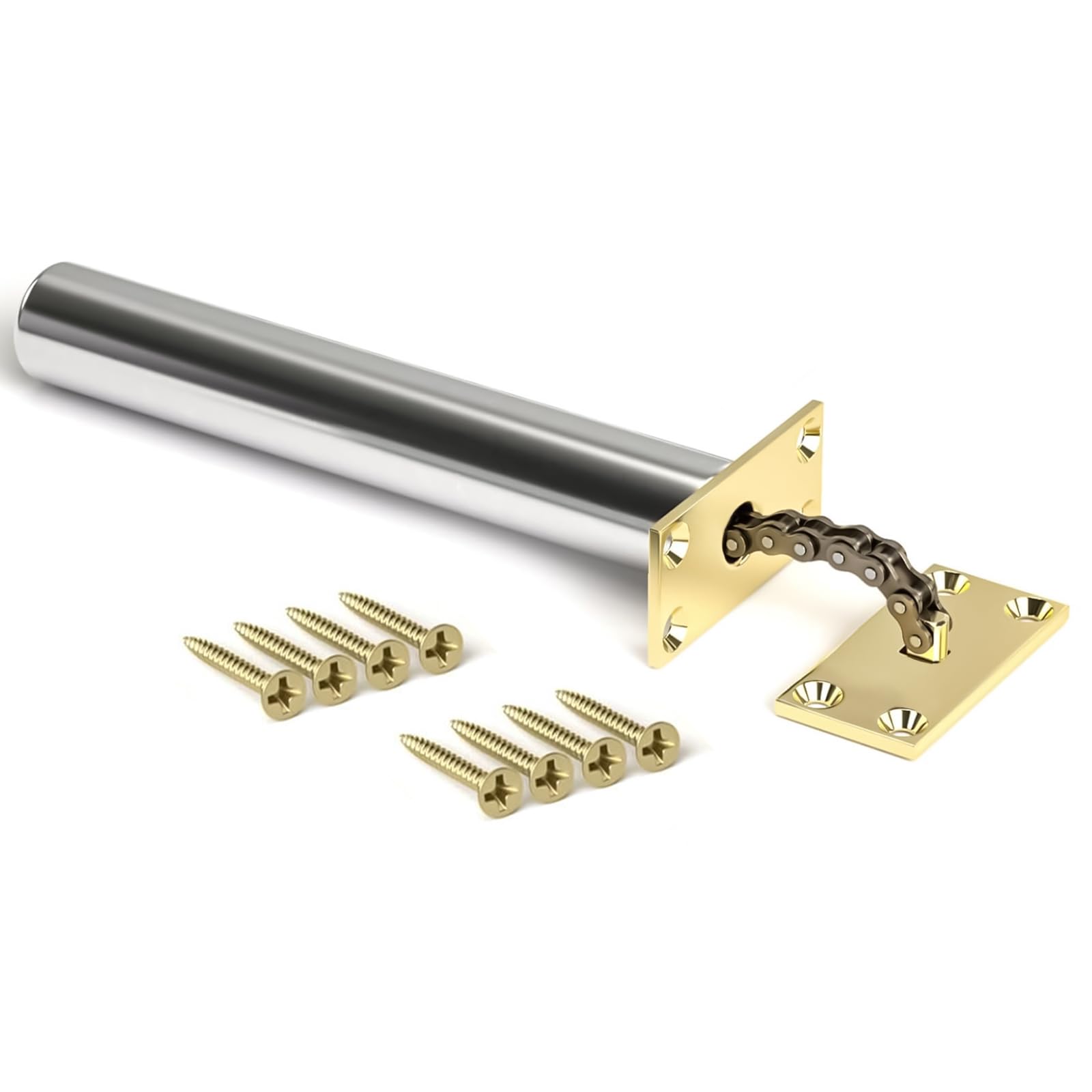 Polished Brass Concealed Door Closer for Internal Doors – Soft Close Auto Close, Hidden Chain Mechanism, Non-Handed, (Not for Fire Doors)