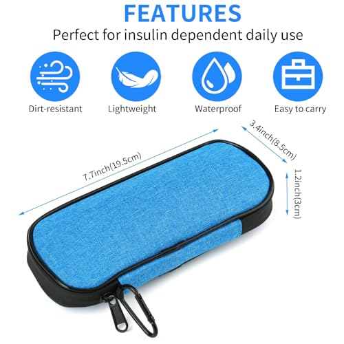 Image of Insulin Pen Cooler Travel Case with 2 Reusable TSA Approved Ice Packs, Diabetic Medication Insulated Cooler Bag for Insulin Pens and Other Diabetic Supplies Storage Blue