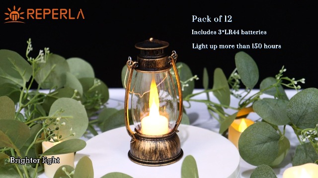 12-Pack Mini LED Lantern Decor – 6-Inch Flickering Candle Lanterns For Table Centerpieces, Western & Holiday Parties (Bronze, Battery Included) - View #9