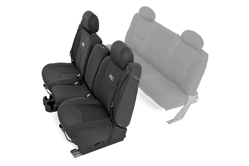Capa de Banco Dianteiro em Neoprene Rough Country para Chevy Silverado e GMC Sierra 1500 1999–2006, Preta, Conjunto com 1 kit