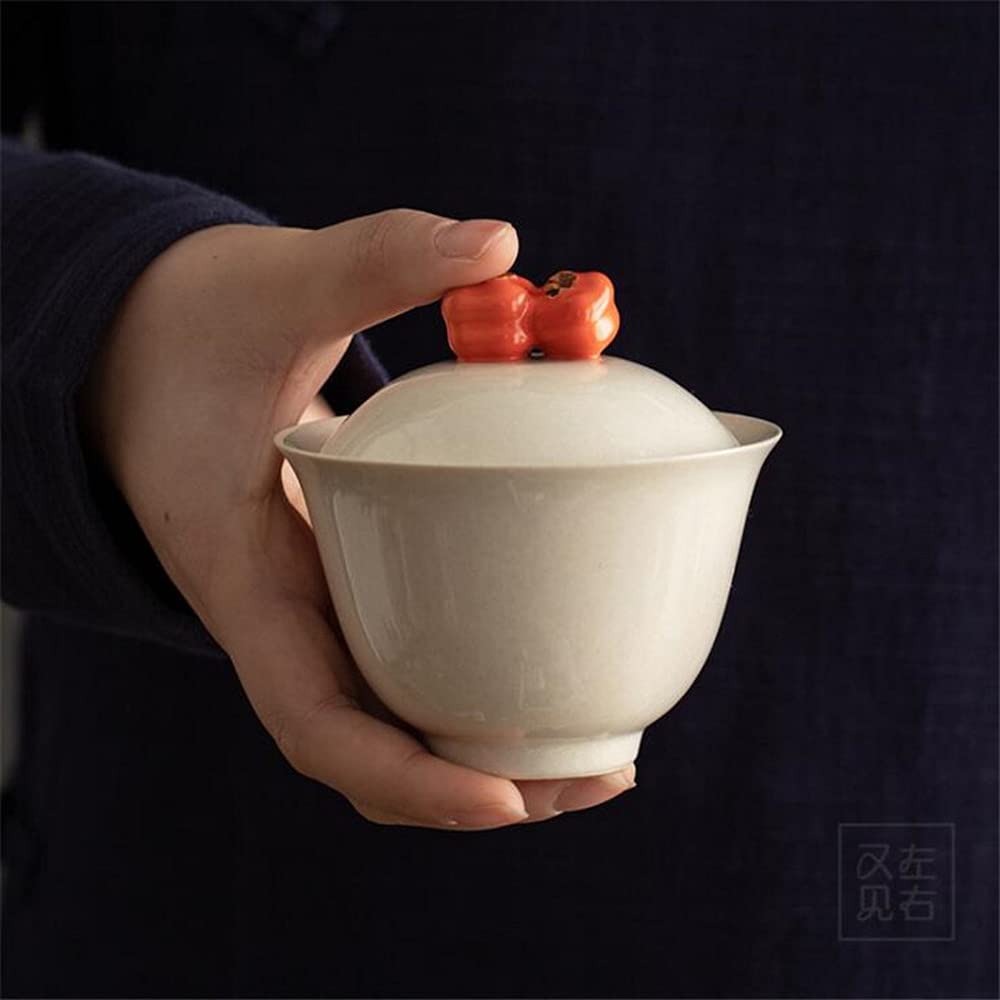 130ml Keramik Pflanze handgemachte Gaiwan Persimmon Terrine Kung Fu Tee-Set Schüssel Dekoration