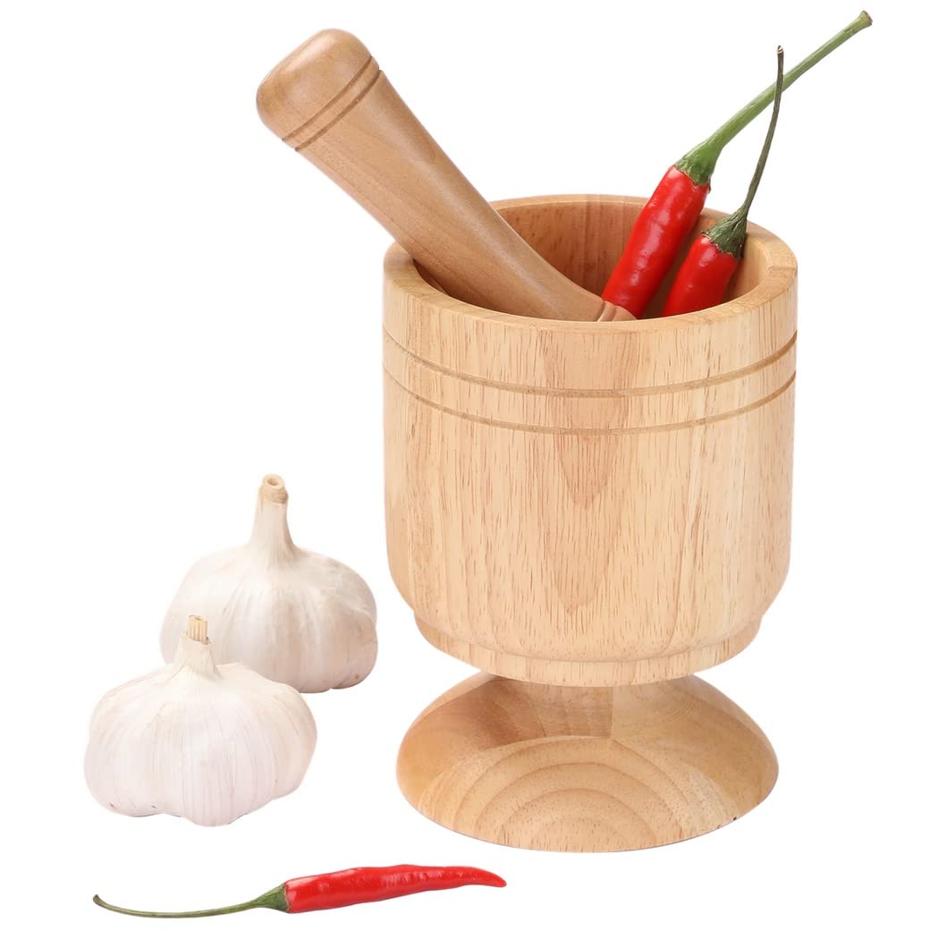 Homaisson Mortar and Pestle Set, Natural Wood Coffee